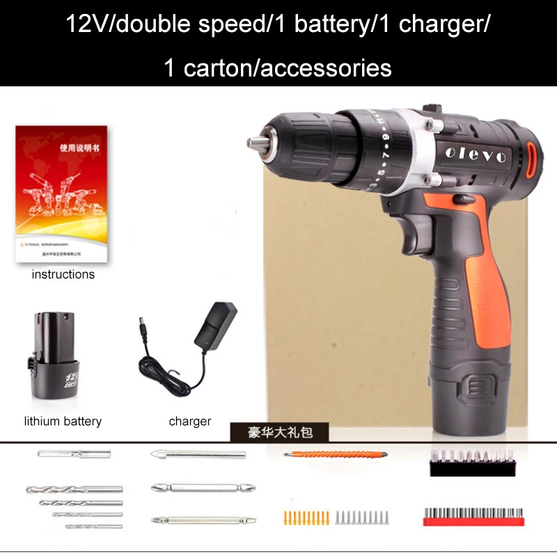 ELEVO 12V 16V 24V Аккумуляторная дрель электрическая отвертка Мини Беспроводной