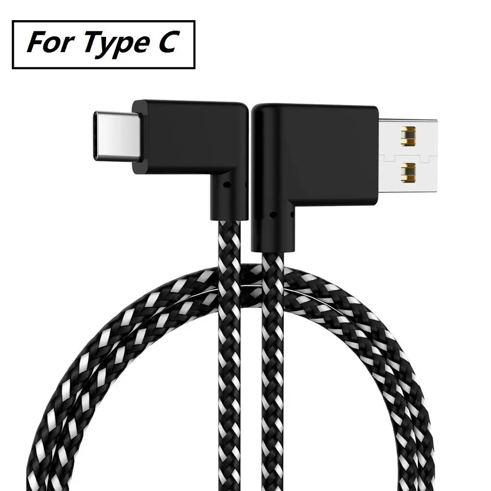 For Type C 90 градусов USB кабель type C USB дата кабель для SAMSUNG провод для быстрой зарядки Microusb USB C зарядное устройство для Xiaomi HuaweiP20 Mate10 - Цвет: For Type C