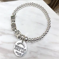 s925 silver custom letter optional silver bead bracelet womens fashion versatile diy handmade original bracelet birthday gift