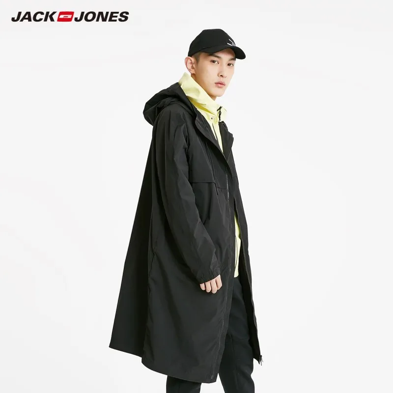 Мужской Тренч с капюшоном JackJones однотонный средней длины одежда для мужчин
