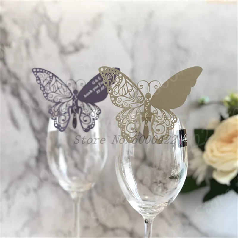 50 шт./лот лазерная резка бабочки бумажная карта/карточка сопровождения/карта