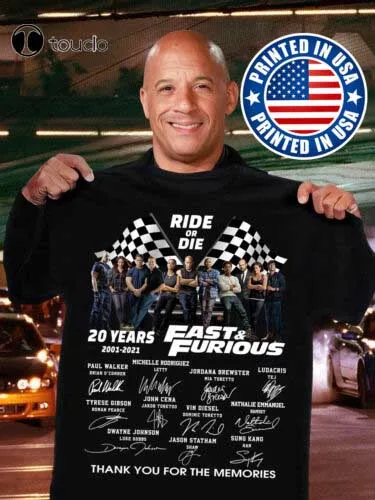 

Ride Or Die 20 Years 2001 2021 Fast And Furious Signatures Paul Walker T-Shirt New Tees T Shirt Custom Aldult Teen Unisex Cotton