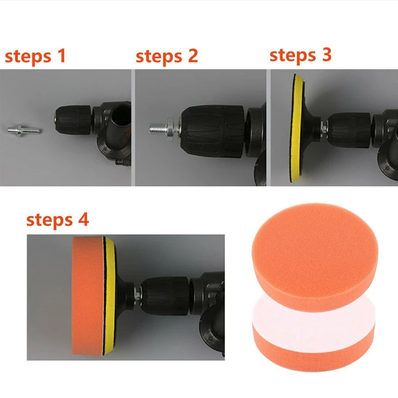 12X 5 дюймов полировка воском губки колодки Дрель адаптер Комплект Для Полировки