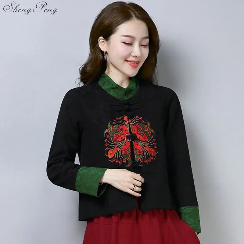 Традиционная китайская одежда для женщин китайские Рубашки Топы в китайском