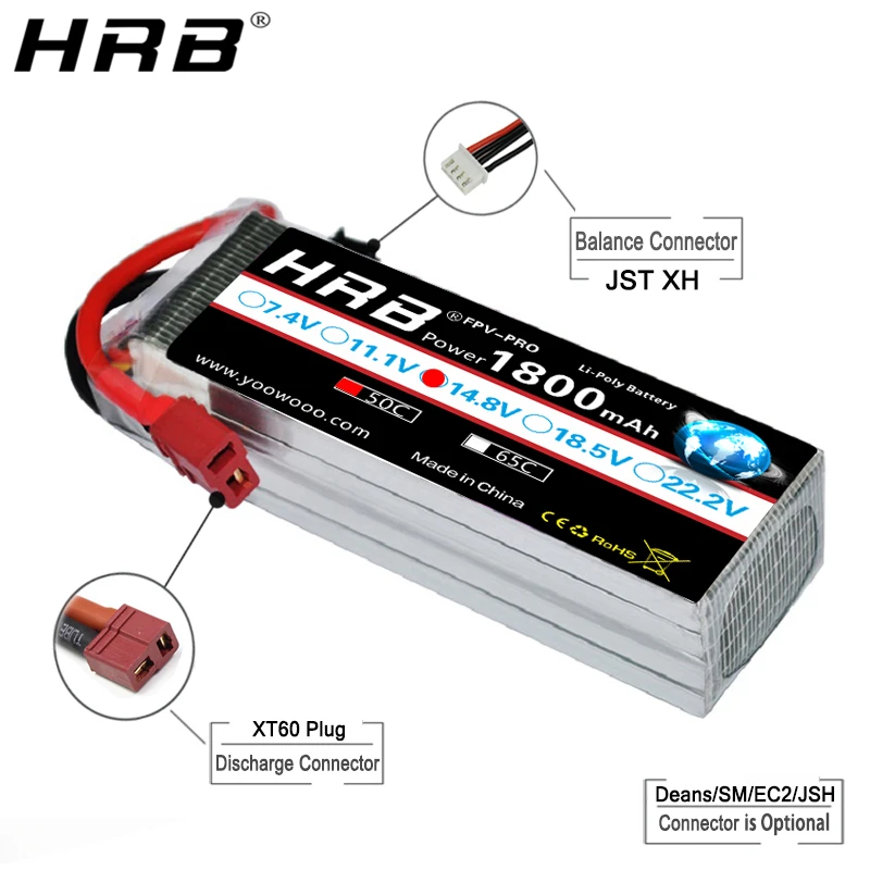 HRB Lipo 4S Батарея 14,8 V 1800 мА/ч, 50C XT60 для рыболовной приманки лодки Багги автомобилей самолет хобби, Радиоуправляемый Запчасти T TRX EC5 XT90 деканов женский