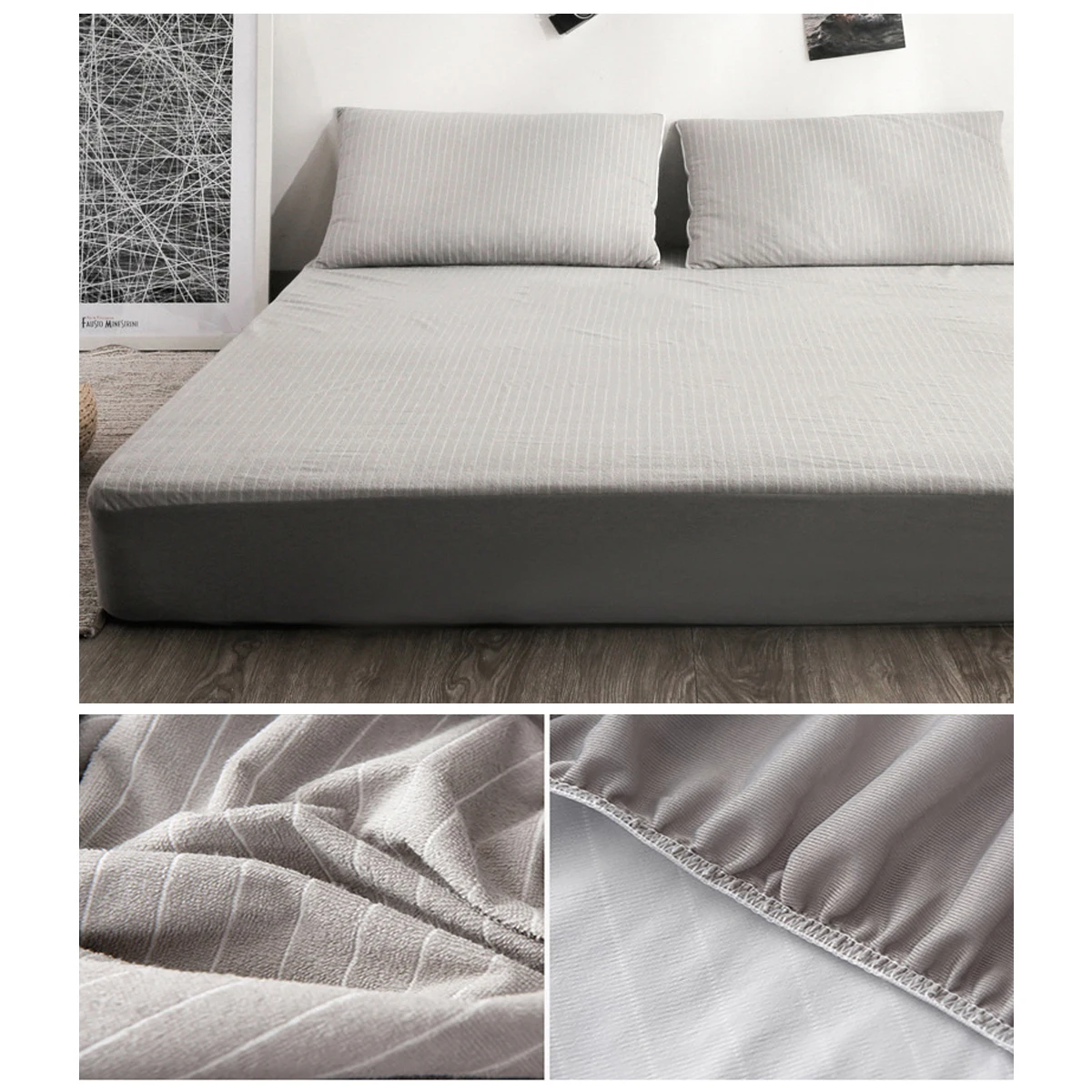 

Soft Waterproof Bed Cover Winter Warm Terry Cloth Mattress Protector Elastic Bands Anti-mite Bedspread Double Bed Sheet