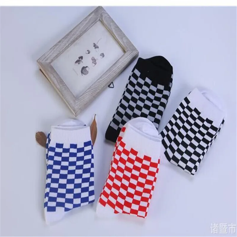 Корейские трендовые женские носки в стиле Харадзюку геометрические клетчатые