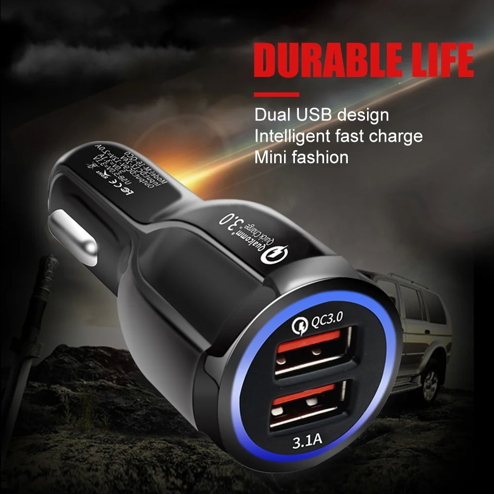 Car Charger Quick Charge 3.0 QC Fast Charging Adapter Dual USB Car-Charger For iphone Micro Type C Cable Phone Chargers | Мобильные