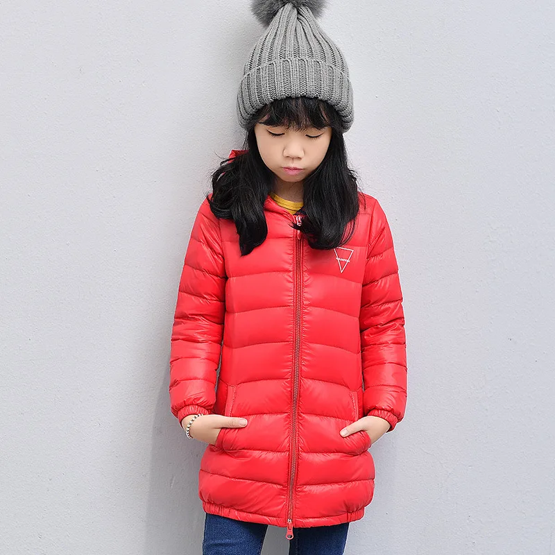 2021 г. Осенние Теплые Длинные модельные куртки для девочек Детская однотонная