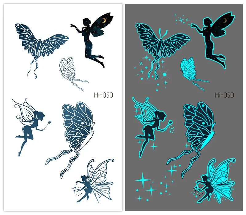 

Luminous Tattoo Stickers Temporary Butterfly Elf Bar Music Festival Carnival Party Glowing Cool Face Tatoo for Men Women