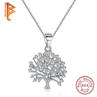 belawang new fashion tree of life necklace women 925 sterling silver tree pendant necklace crystal jewelry christmas gift
