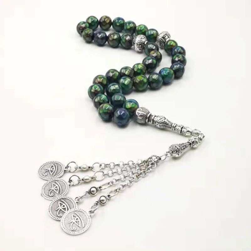 Фото Tasbih Специальное обесцвечивание температуры Мисбаха Мусульманский мужской подарок Натуральный гематит 33-тройные бусины Исламские четки №4