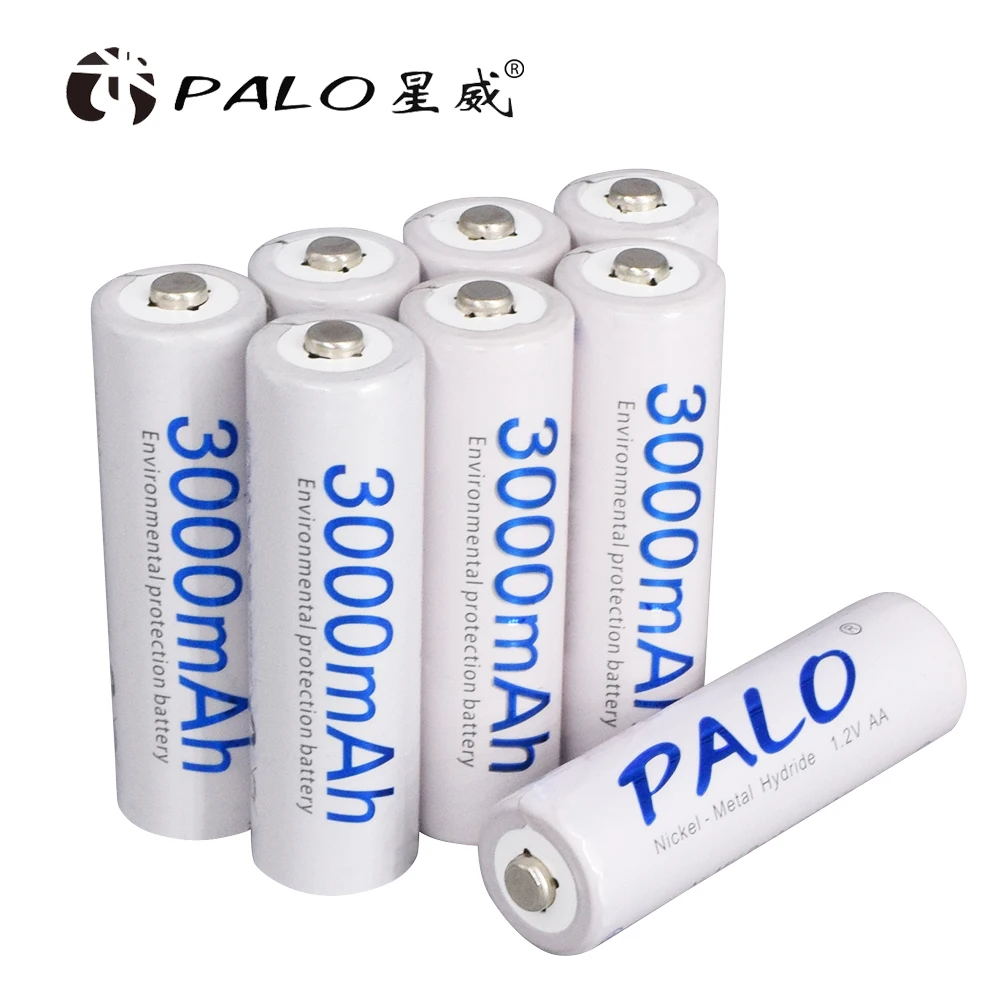 Оригинальная батарея Palo AA 1,2 V AA 3000mAh Ni-MH предварительно Заряженная аккумуляторная батарея 2A Baterias для камеры игрушки