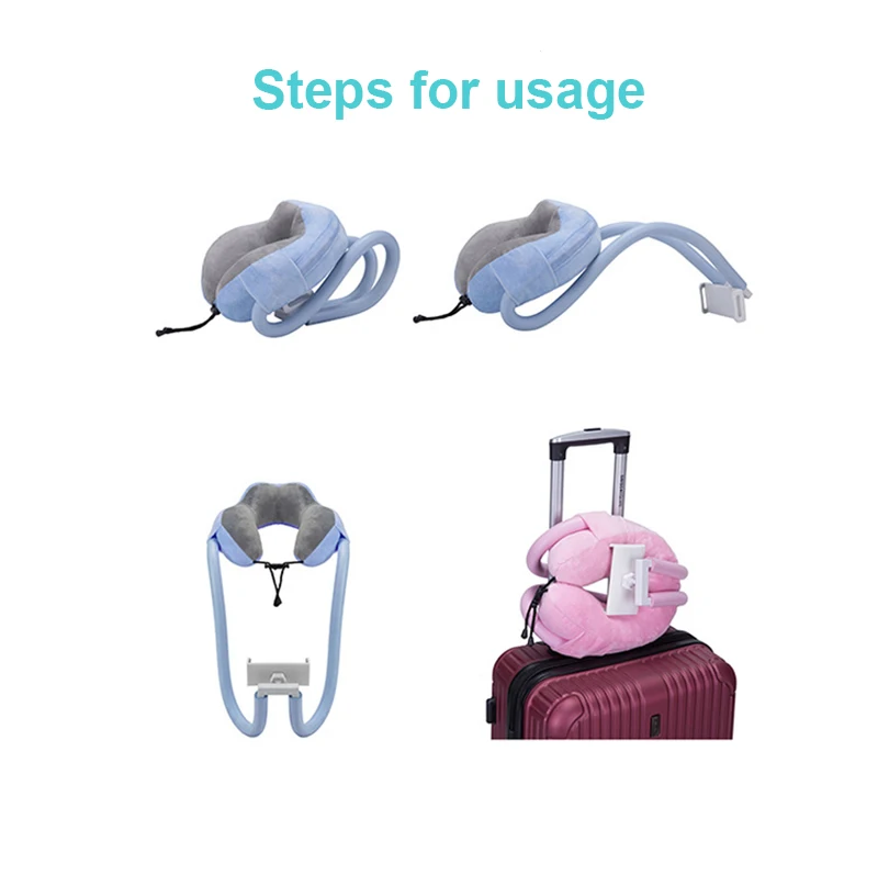 u shaped neck pillow with gooseneck tablet phone holder memory foam nap pillow with flexible phone reading holder new 2 in 1 free global shipping