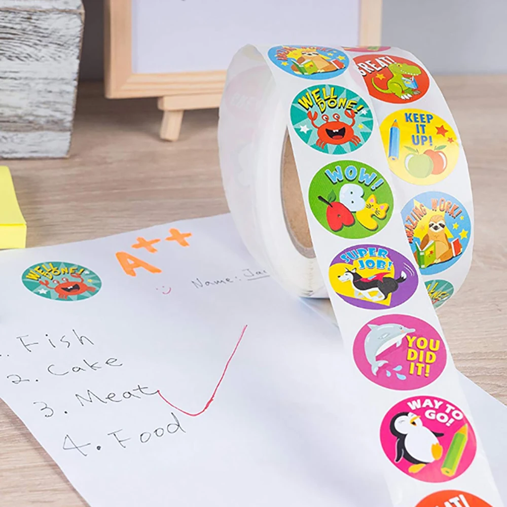 Nuevo 500 uds/rollo etiqueta engomada del Animal dise&ntilde;o de unicornio chicas aliento de sellado etiqueta recompensa Calcoman&iacute;a para ni&ntilde;os de juguete para los ni&ntilde;os regalos-4