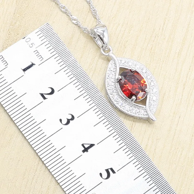 Красный белый циркониевый серебряный цвет набор украшений для женщин свадебный