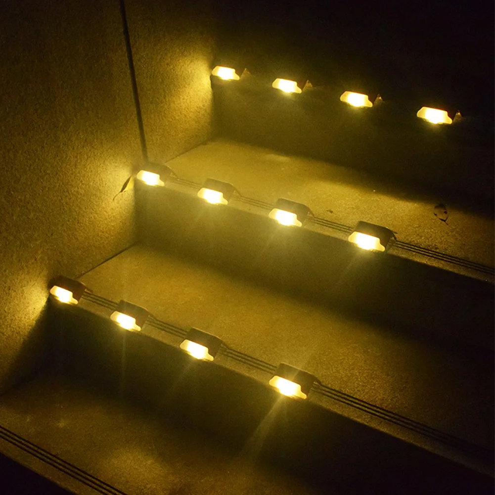 

12pcs Solar Deck Light Bright Fence Led Outdoor Pathway Durable IP65 Waterproof Stairs Lamp Warm White ABS Patio Garden Yard