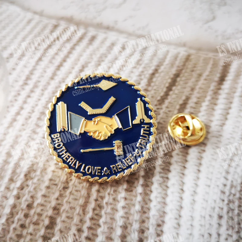 Masonic Lapel Pins Freemasonry Badge Mason Freemason BLM16 size 3.2cm Handshake gift member badge gold plated for men's | Дом и сад