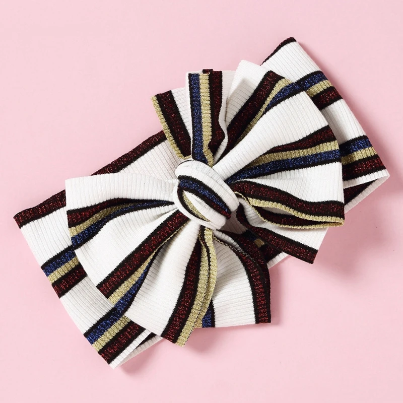 

Baby Headband Stripe Girls Glitter Turban Hair Bows Accessories For Child Kids Nylon Headwrap Toddler Hairband Spring 2020 New