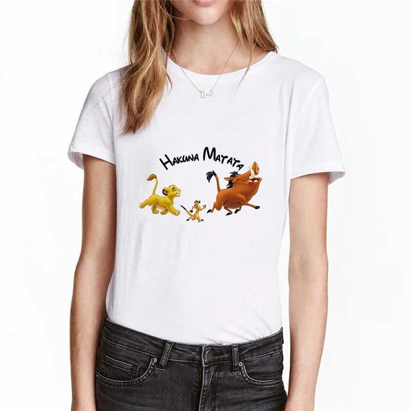 Showtly Hakuna Matata Women Harajuku Ullzang the lion king T-shirt Femme Homme Summer Tshirt Fashion Top Tee Female T Shirt