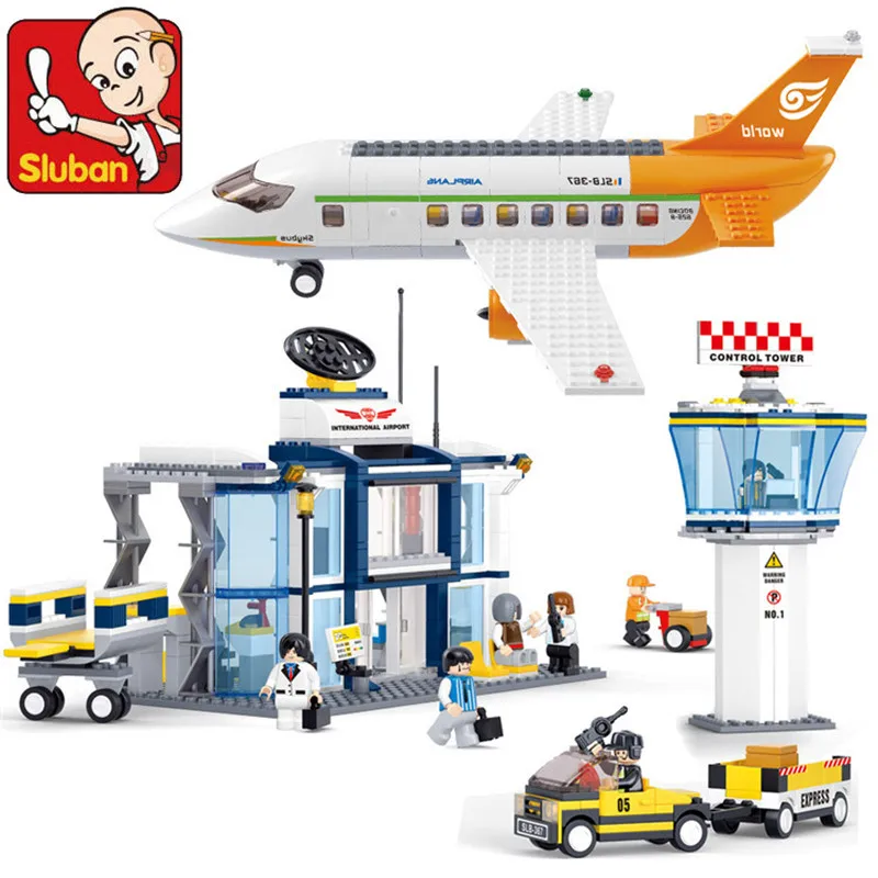 

678Pcs City International Airplane Airport Terminal Aviation Aircraft Building Blocks Plane Bricks Educational Toys for Children