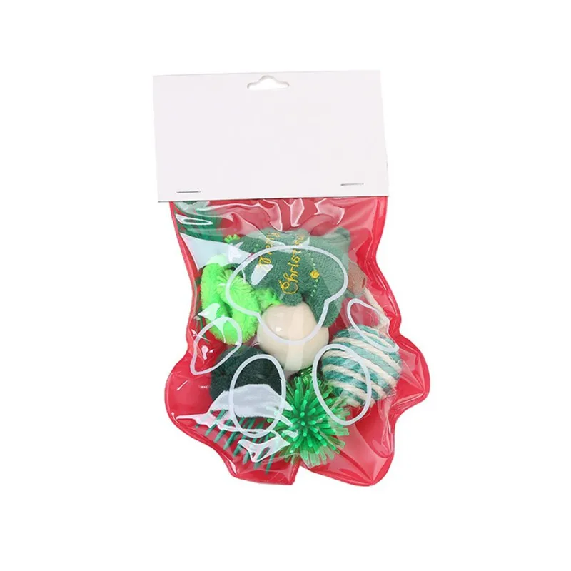 

Pet Cat Toy Christmas Cat Paw Bag Combination Set With Christmas socks For Dogs Cats Toys Accessories S44 B