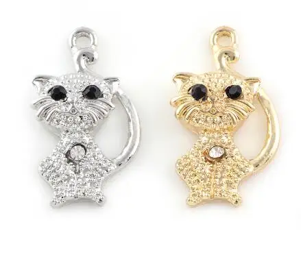 

20PCS/lot 17x30mm (Gold,Silver Color) Animal Cat Pendant Hang Charms DIY Accessory Fit For Magnetic Floating Locket