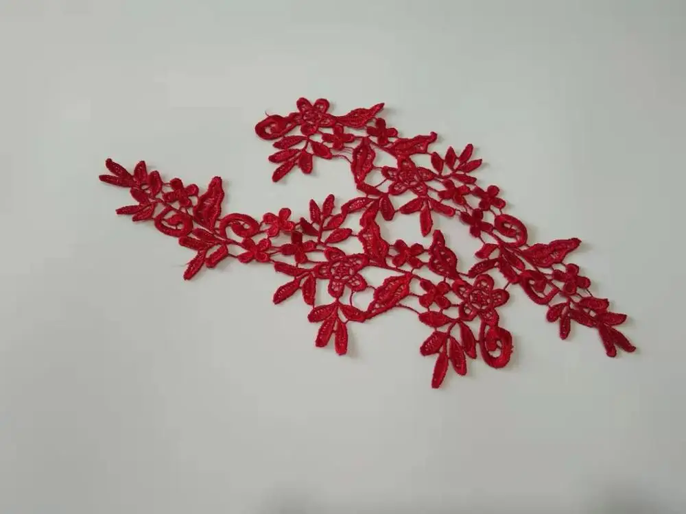 burgundy Заводская цена! 2 зеркальные пары, 16 цветов, Новое поступление, Кружевная аппликация, цветок, швейная отделка, свадебное украшение, 25X8,5 см, BD0258 - Цвет: burgundy