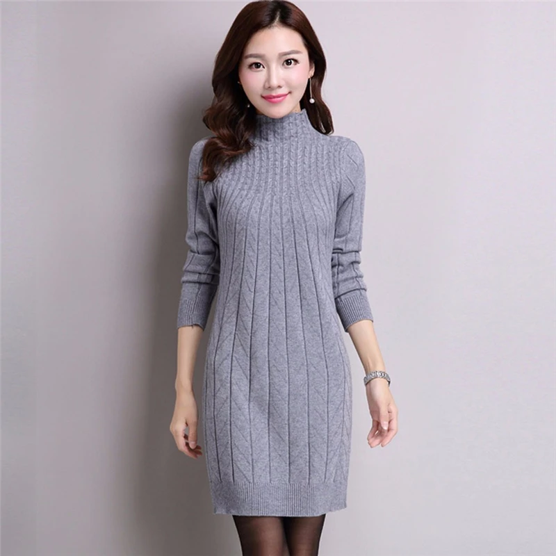 GY Long Sweater Dress Fall Winter Fashion Vintage Dresses Single-breasted Dress Mujer Autumn Vestido Ladies 807 - Цвет: GY