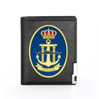 Высококачественный мужской кожаный кошелек с зернистой текстурой испанского флота, короткий тонкий кошелек с отделением для кредитных карт для мужчин