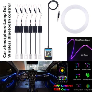 rgb car interior optical fiber strip ambient light app bluetooth control atmosphere lamp wireless standalone connection unit free global shipping