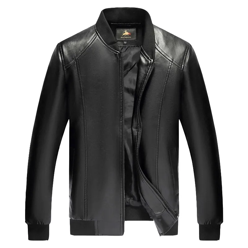 

2020 Winter New Man Leather Jacket Thickened Zipper Pu Slim Business Casual Classic Threaded Collar Comfortable Lining Men Coat