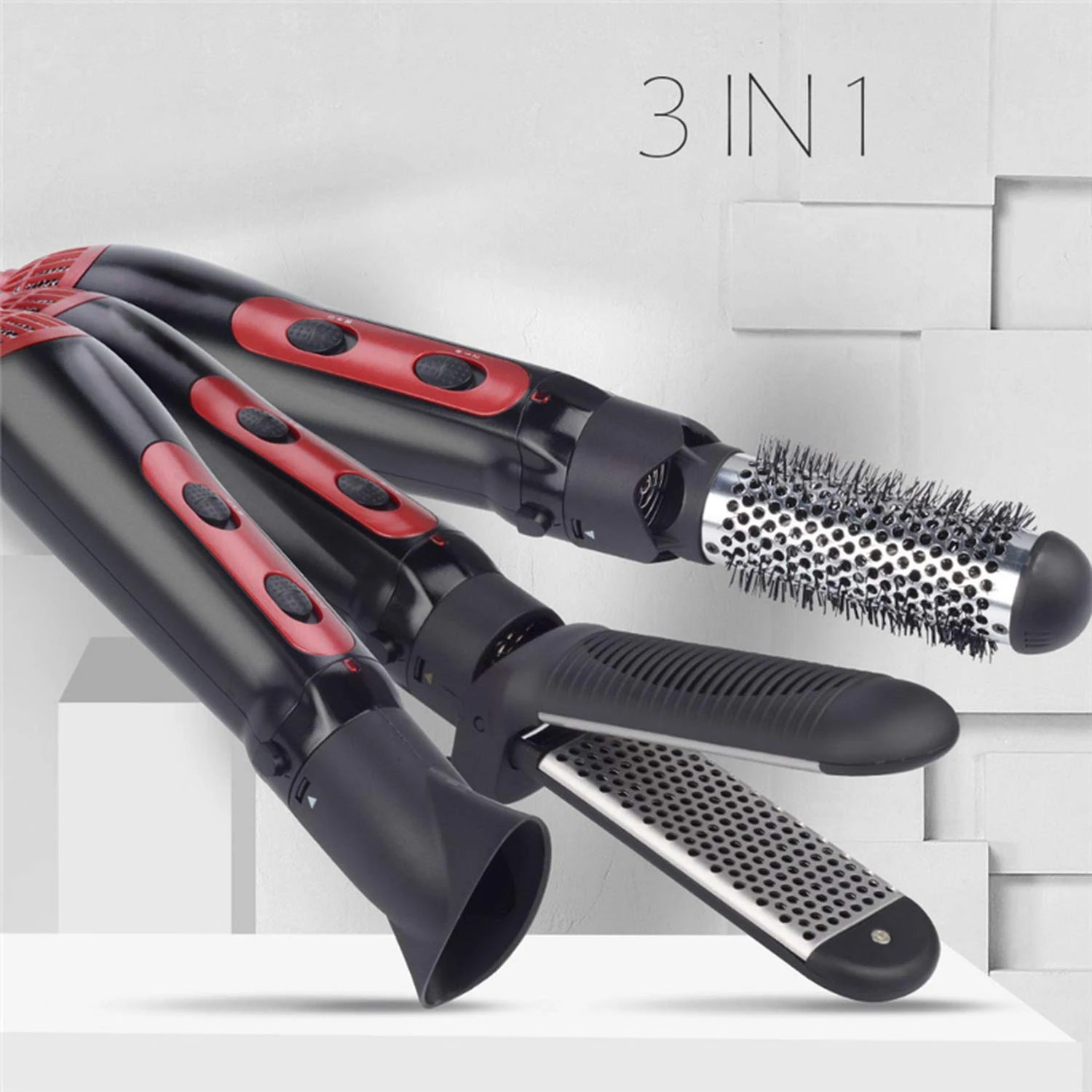 

Automatic 3 in 1 Dryer Brush One Step Ionic Hot Air Brush Rotating Roller Hair Brush Styler Electric Hot Air Waves Curls Dryer