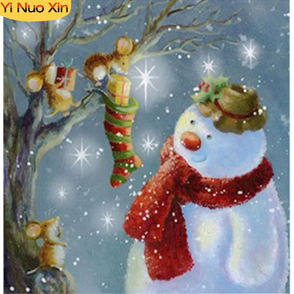 

Diamond Painting Cross Stitch Set Christmas Snowman Diamond Embroidery Mosaic Art Family Home Decoration New Year Gifts 5D DIY