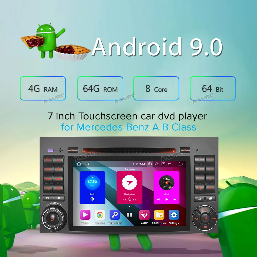 A-Sure 2 Din 8 ядерный 4G Android 9 автомобильный Радио gps dvd-плеер стерео навигация для