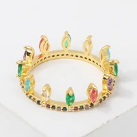 top quality classical mix color cubic zircon wedding ring for women gold color austrian crystal colorful cz ring