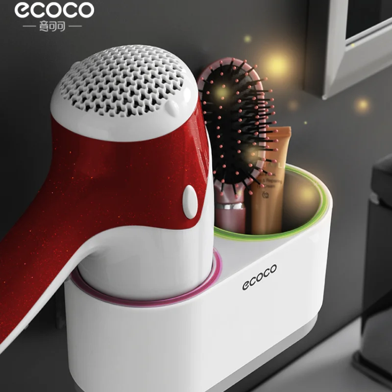ecoco hair dryer rack wall mounted punch free bathroom accessories set home bathroom shelve bathroom holder tool drainage free global shipping