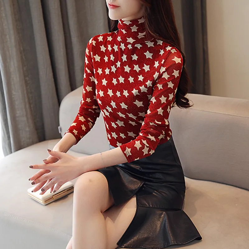 

Blusas Mujer De Moda 2020 Women Blouse Casual Long Sleeve Star Print Office Ladies Tops Winter Korean Camisa Feminina Plus Size