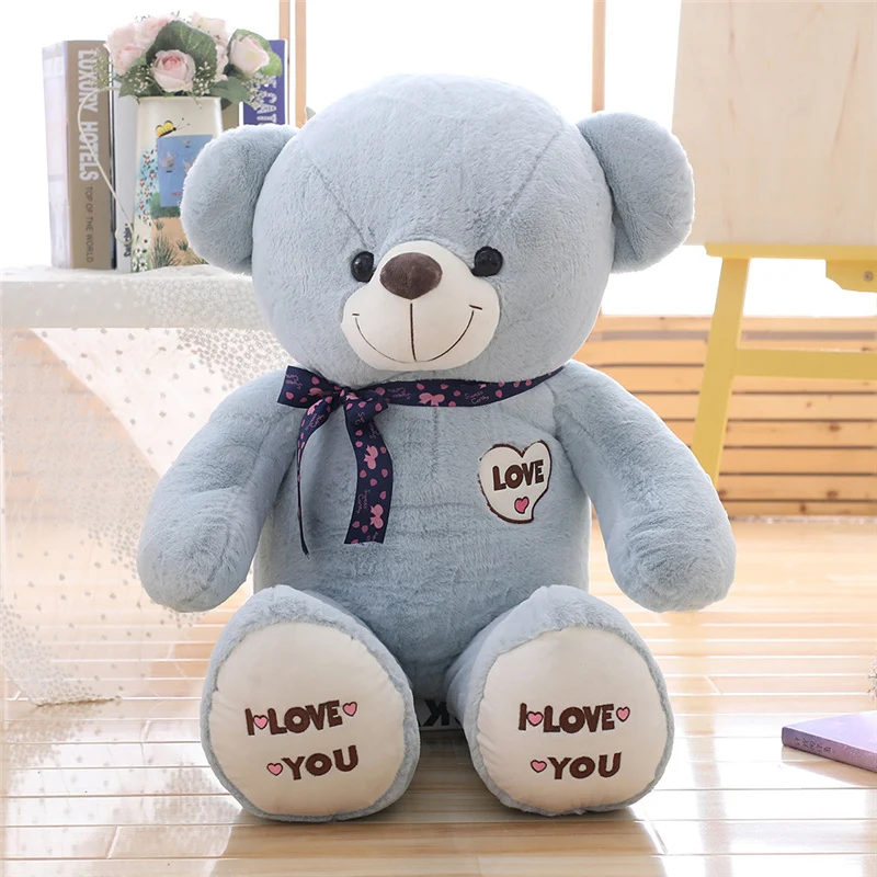 1 шт. большой плюшевый мишка I Love You, большая плюшевая игрушка, галстук-бабочка, плюшевый мишка, мягкий подарок на день Святого Валентина, День рождения, девочки, Brinquedos