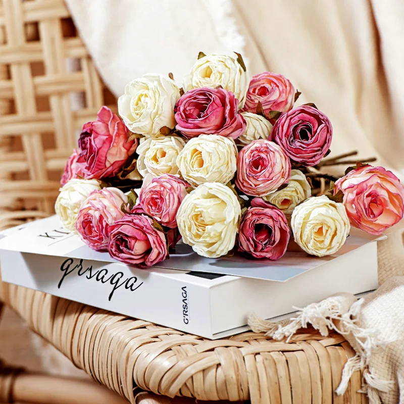 

Artificial Flowers,roasted Edge 31cm Rose Bouquet,home Interior Decoration,Valentine's Day Wedding Artificial Decorative Flowers