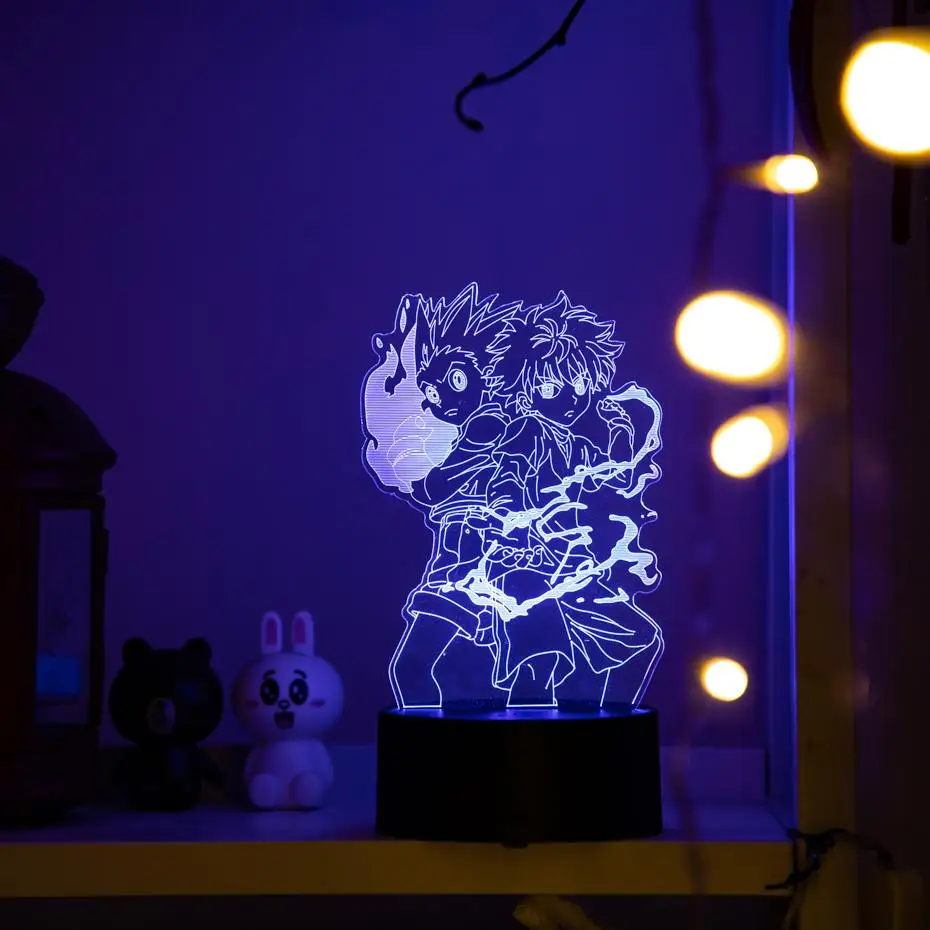 3d-ночник с фигуркой Gon and Killua ночсветильник в стиле аниме Hunter X декоративный