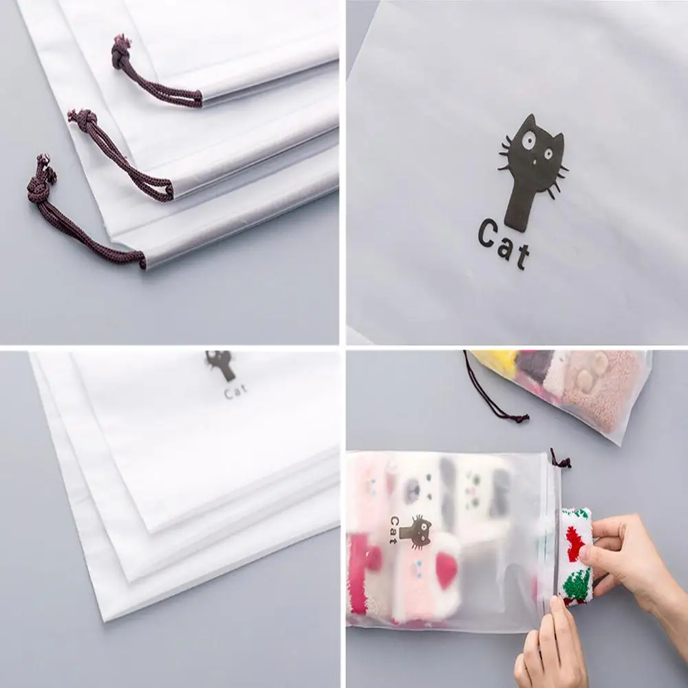 Сумка на шнурке с мультяшным рисунком черного кота сетчатый дорожный органайзер