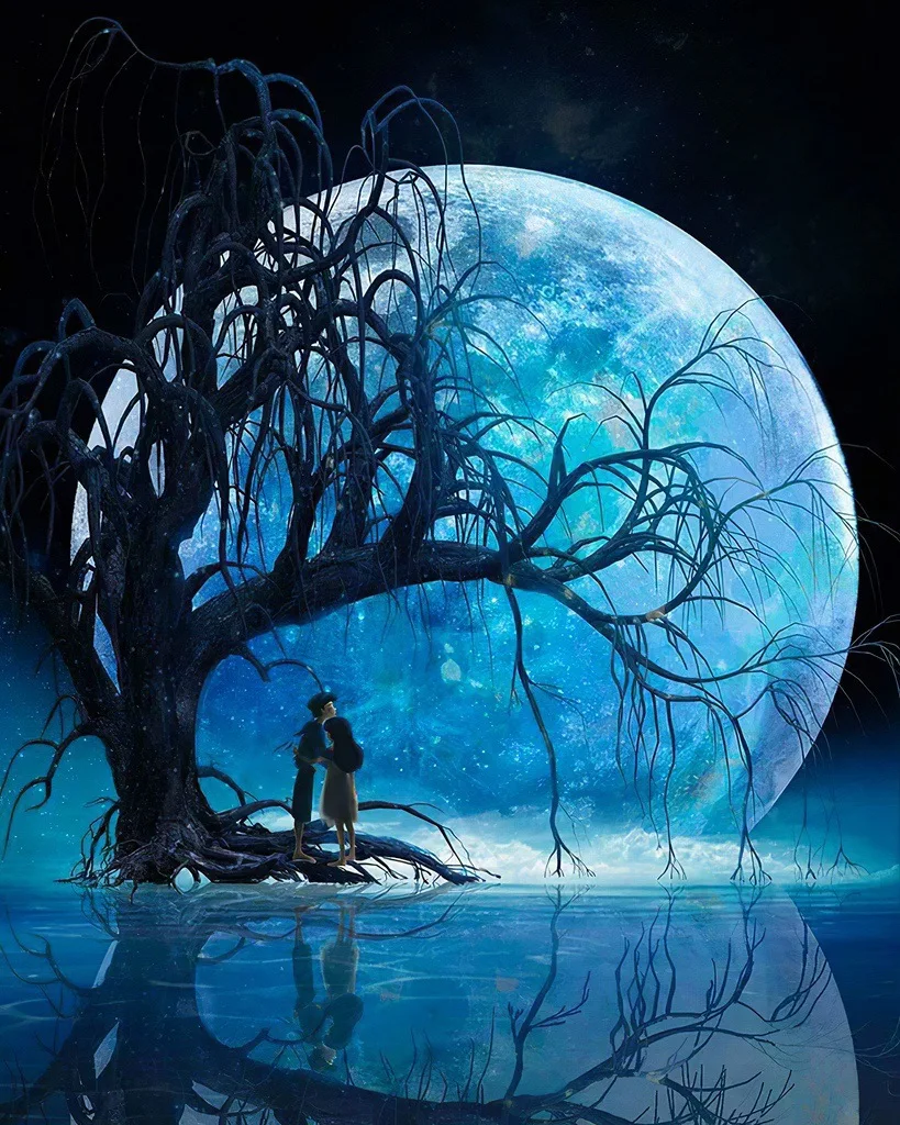 Украшение дома DIY картина маслом Краски ing по номерам на холсте Луна светильник