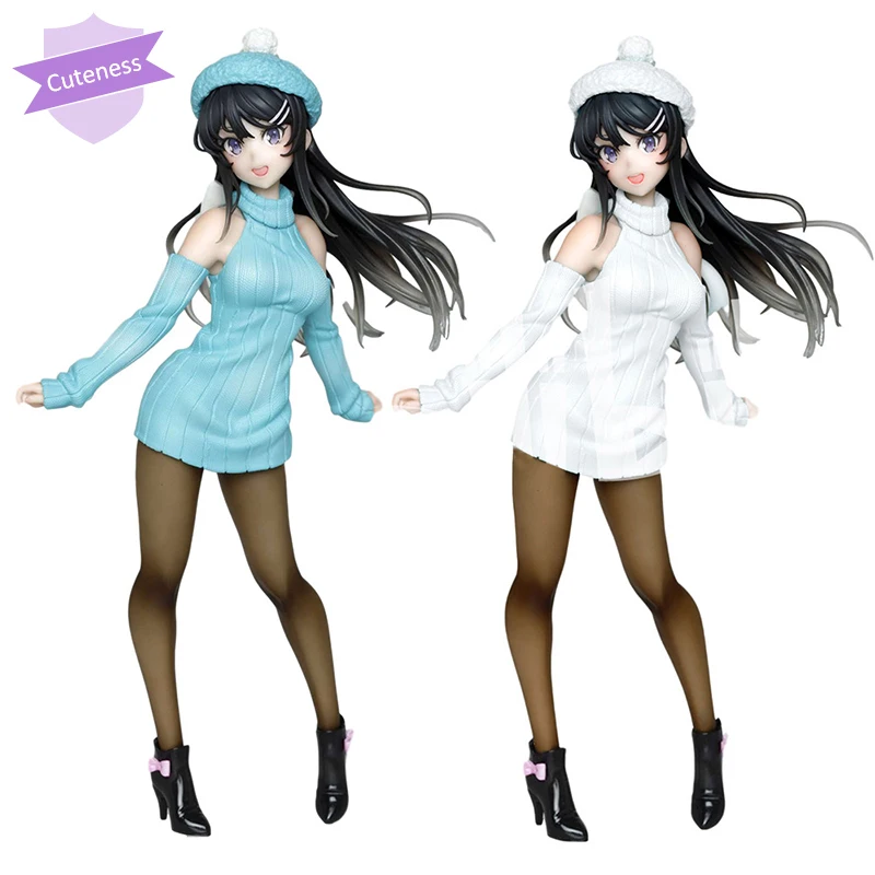 Sonha com Coelho Vestido de Malha Cuteness Original Taito Anime Rascal Não Menina Senpai Sakurajima Mai Ver. Brinquedos Modelo Colletible
