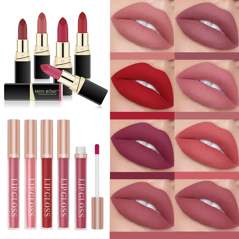 

2PCS Lips Makeup Lipstick Lip Gloss Tint Pen Long Lasting Moisture Cosmetic Lipstick Red Lip Matte Lipstick Waterproof Lip Stick