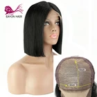 EAYON 5x5 шелковая основа Remy Bob короткие волосы на застежке парики 4x4 без клея кружева Закрытие человеческих волос парик прямые индийские волосы с волосами младенца