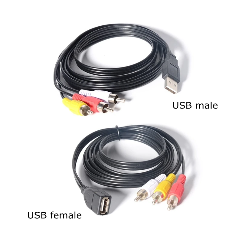 Кабель-переходник со штекера и гнезда USB на штекер 3RCA RGB AV аудио видео композитный