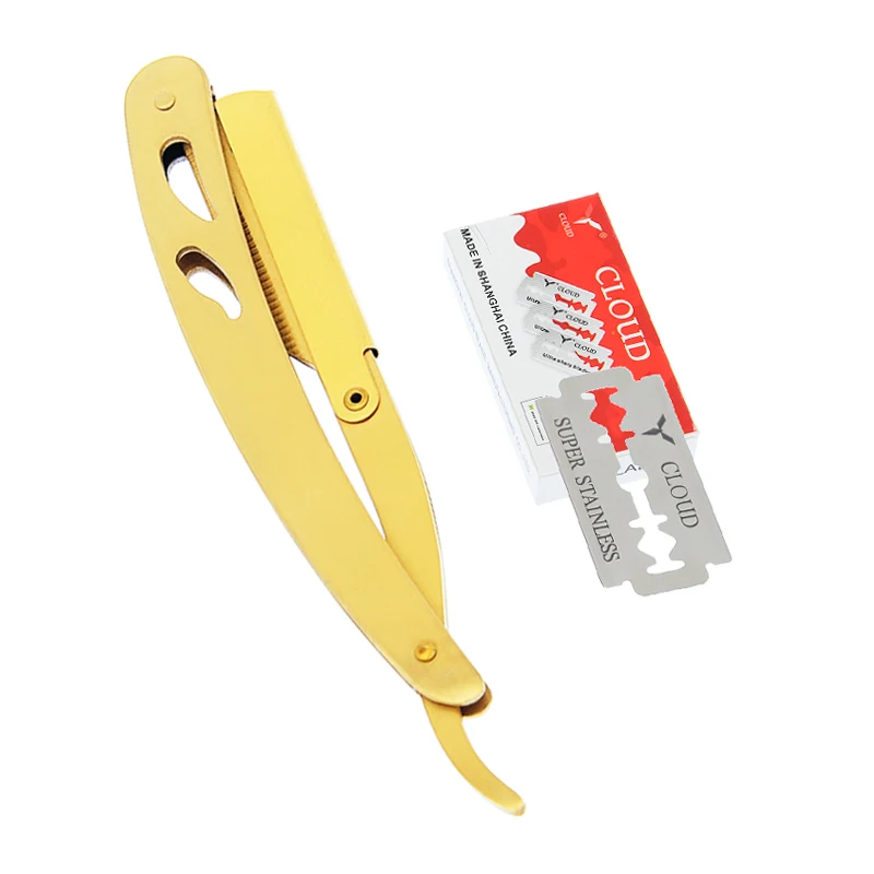 

Straight Edge Barbers Razor Beard Eyebrow Shaving Tool Manual Depilation Razors Hairdresser Trimming Blades Replaceable C0007A