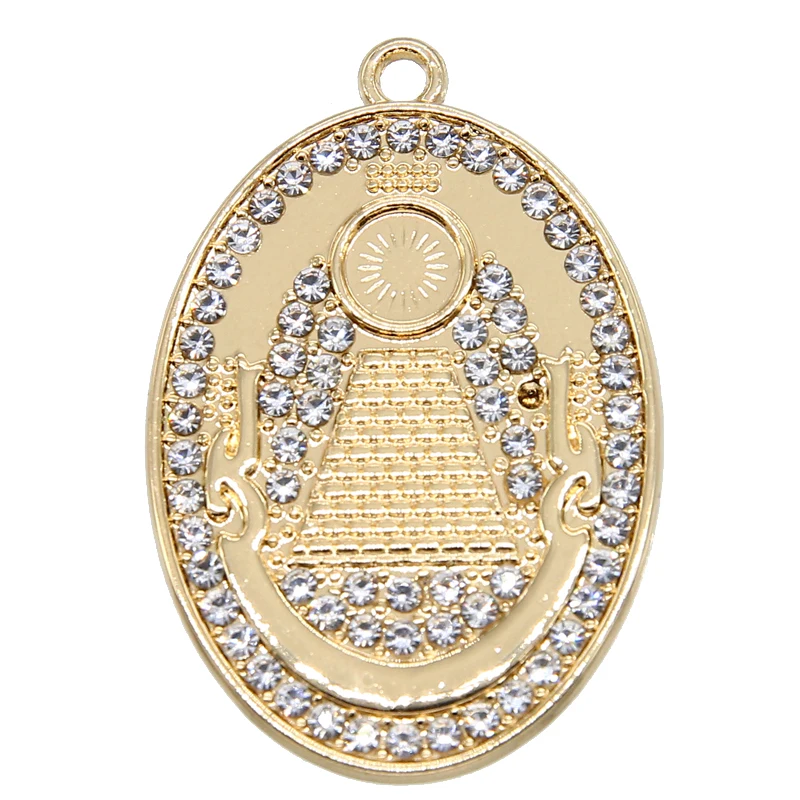 3 Piece Egyptian Pyramid Pendant Men's Punk Style Rope Chain Necklace Oval Inlaid with Rhinestones Evil Eye Bright Jewelry Whole |