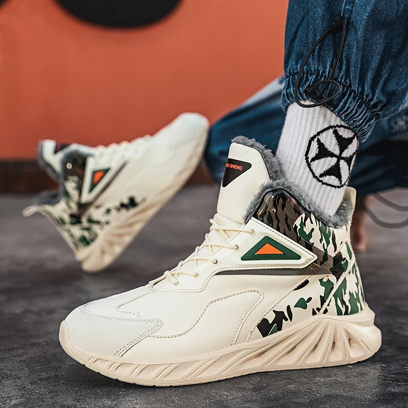 

Cotton Casual Sneaker for Male Lightweight High Top Warm Outdoor Sports Shoes 2022 Autumn and Winter Fashion